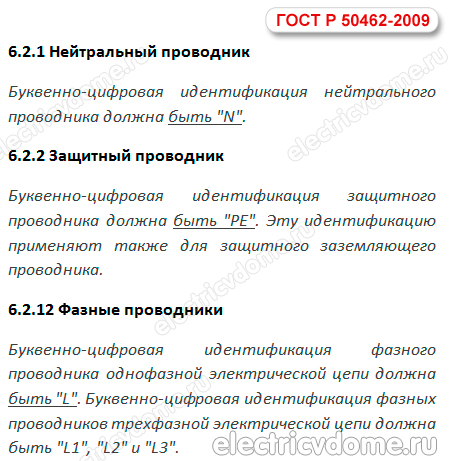 как обозначаются L, N и PE по ГОСТ-50462