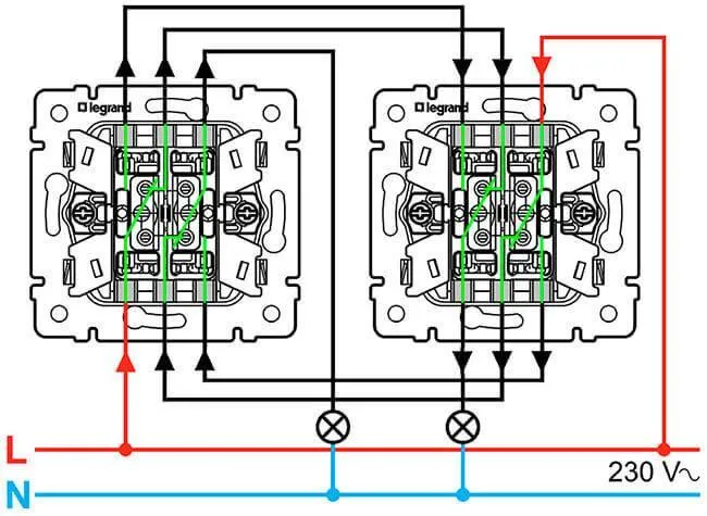 Проходные выключатели двухклавишные шнайдер. Схема подключения двухклавишного переключателя Schneider Electric. Шнейдер двухклавишный переключатель схема. Переключатель проходной двухклавишный Шнайдер схема подключения. Схема двухклавишного проходного выключателя Шнайдер.