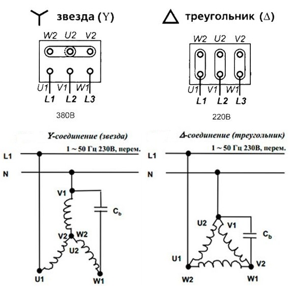 Схемы подключения звезда и треугольник для двигателей