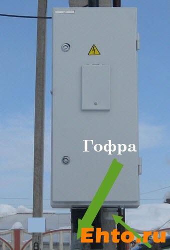вводной щит дома на столбе
