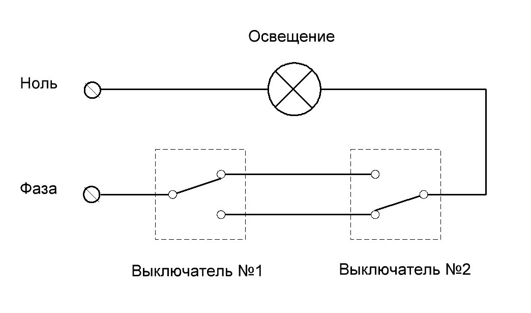 Схема проходных выключателей