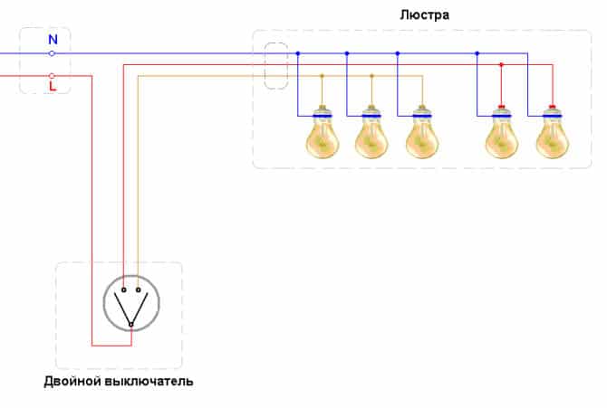 схема пятирожковой люстры