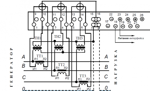 Схема подключения счетчика Меркурий 234 трехфазного на фото