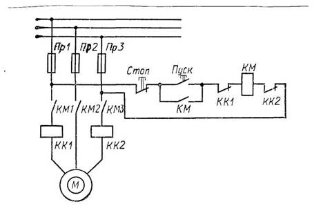 Схема включения нереверсивного пускателя